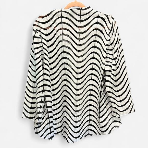 Yushi Art To Wear Lagenlook Boho Faux Leather And Mesh Oversized Blazer Large - Picture 4 of 11